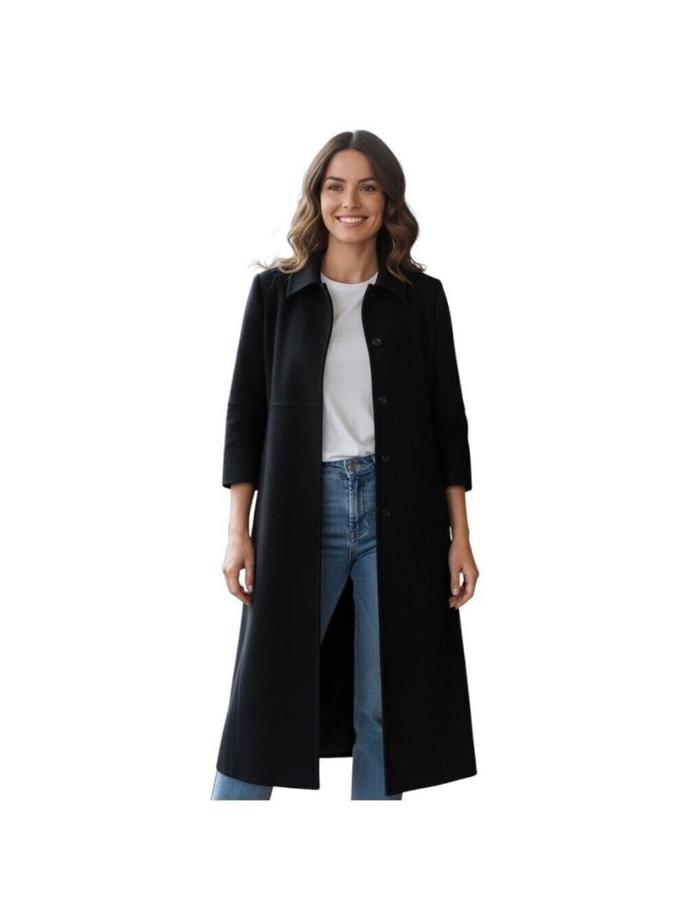 Harve Benard Vintage Black Long A-Line Wool Blend Coat Sz 10